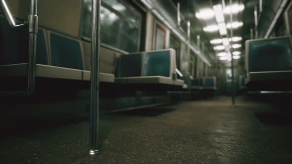 Subway Car in USA Empty Because of the Coronavirus Covid-19 Epidemic