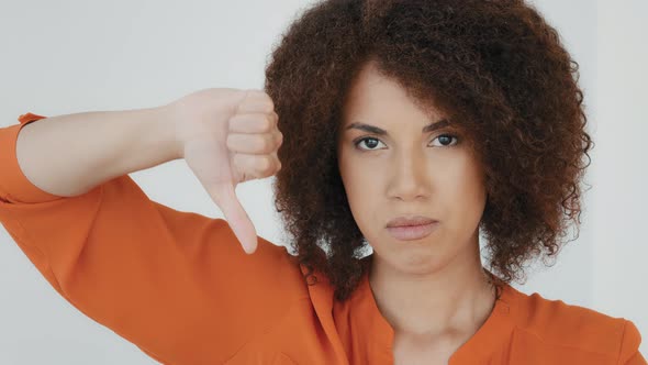 Portrait African American Disgust Dissatisfied Upset Angry Frustrated Disappointed Woman with Curly