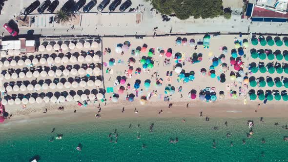 Amazing Overhead Aerial View of Cavoli Beach Elba Island in Summer Season Italy