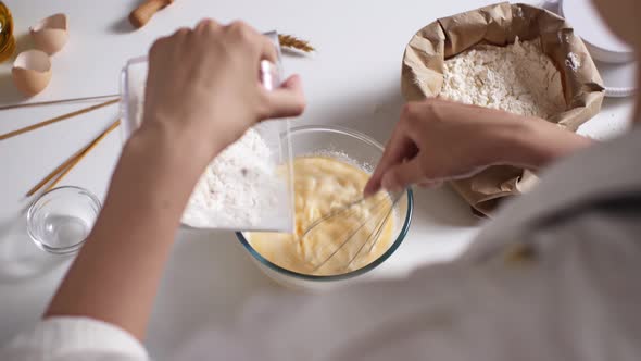 Girl Hostess Cook Mom Cooking Liquid Dough For Fritters Pancakes Pancakes Delicious Breakfast