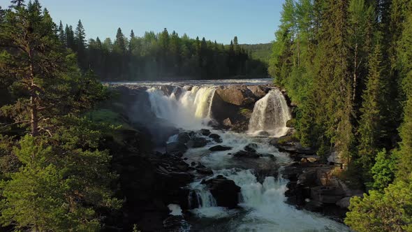 Ristafallet Waterfall in the Western Part of Jamtland