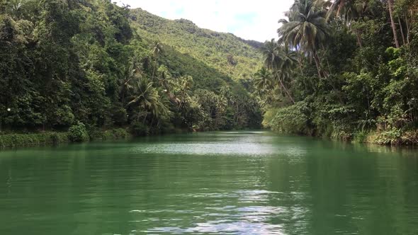 Sailing up The Loboc River, facing forwards in the Philippines