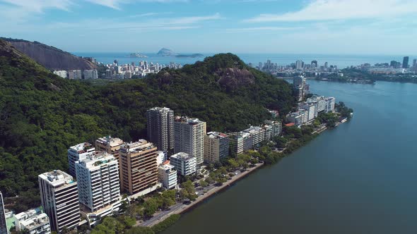 Rio de Janeiro Brazil. Tropical beach scenery. postcard of coastal city