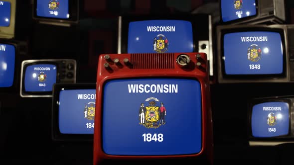 Flag of Wisconsin and Retro TVs.