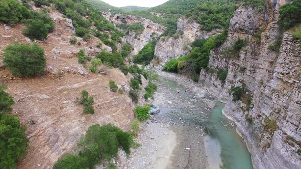 Rocky river in between mountains in Albania