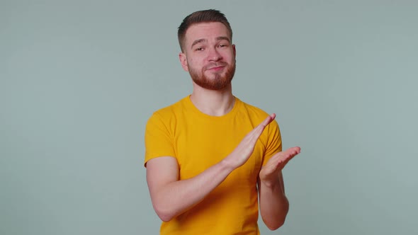 Tourist Stylish Man in Tshirt Showing Thumbs Up and Nodding in Approval Successful Good Work