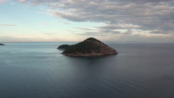 Drone flight around the coastline of Thasos island