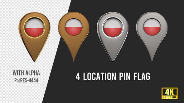 Poland Flag Location Pins Silver And Gold