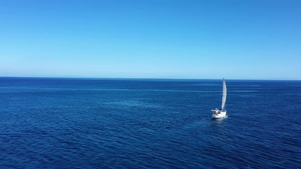 Aerial View of a Sailing Yaht, Zakynthos, Greece