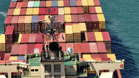 Containers on a Shipping Vessel Aerial View