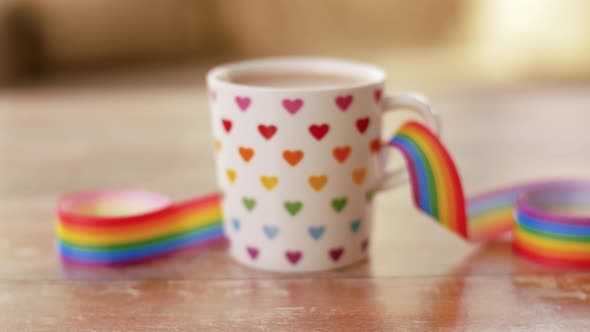 Cup of Coffee with Gay Pride Awareness Ribbon 4