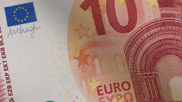 New 10 Euro Banknote. Looped Animation.