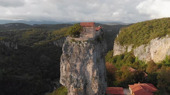 Katskhi Pillar Monastery on the Top of a Limestone Pillar Near Chiatura Georgia