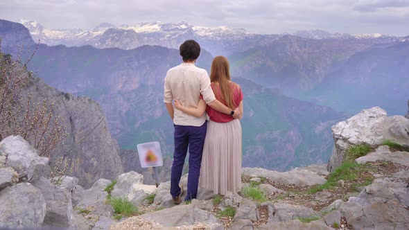 Young Couple of a Man and Woman Visit the Grlo Sokolovo Famoust Canyon at the MontenegroAlbania