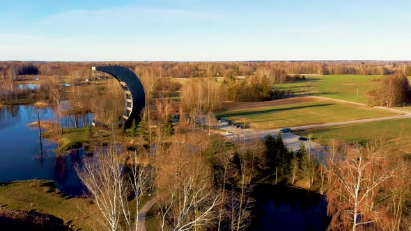 Modern Construction Observation Tower in Kirkilai  Aerial Dron Shot