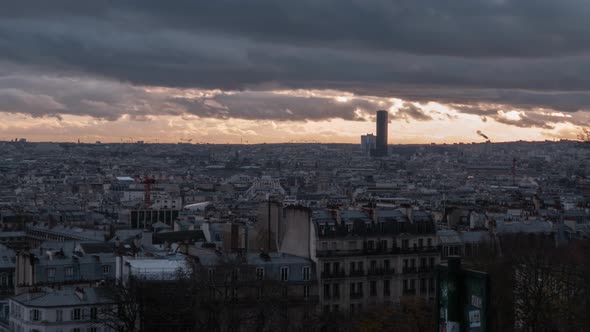 time-laps of paris city in witer