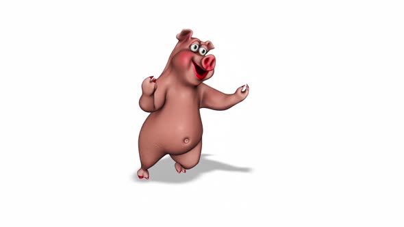 Cartoon 3D Pig Dance  Looped on White