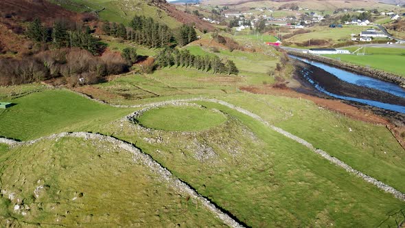 Aerial View of Historic Ringfort By Kilcar in County Donegal  Ireland