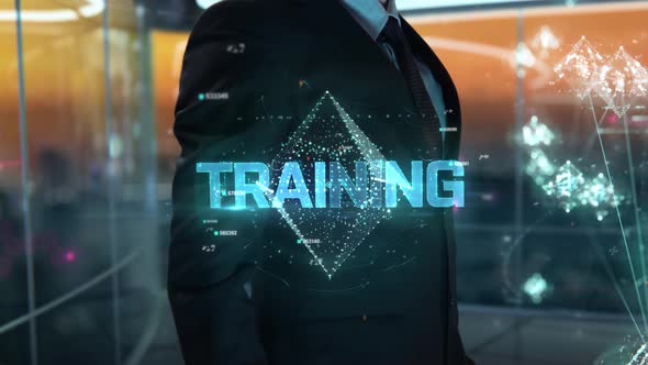 Businessman with Training Hologram Concept