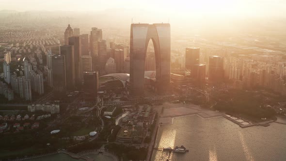 CBD buildings by Jinji Lake in Suzhou