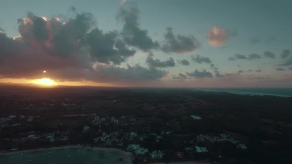 Mauritius Island at Sunset, Aerial View