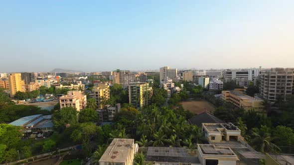 drone shot birds eye view andher marol mumbai india  wide angel  green city.