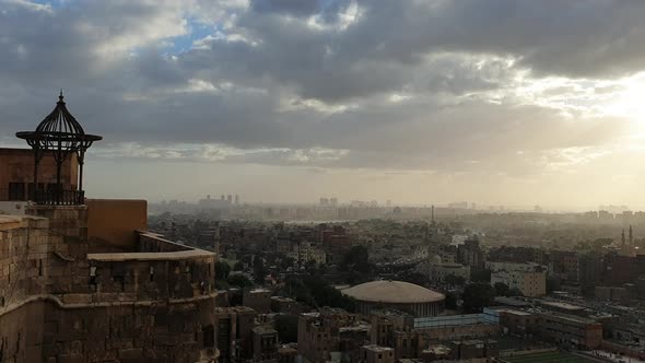 Cairo Egypt Capital City Top View Sunset From Mosque Of Muhammad Ali