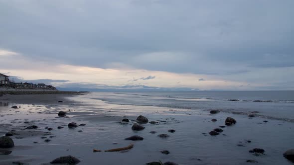 panning out of beautiful beachfront in Washington coastline