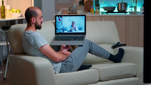 Sick Patient Talking with Doctor During Online Telemedicine Videocall