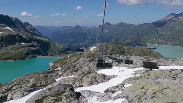 Chairlift Over of Weissee and Tauernmoosee Lakes, Austria