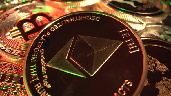 Bitcoin Btc Ethereum Eth and Litecoin Ltc Coins are Rotates Worldwide Virtual Internet