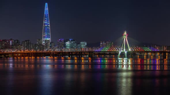 Korea Illuminated Highrise Lotte World Seoul Tower