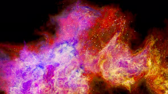 Giant interstellar cloud of colorful gas and dust. Animation of purple nebula.4K