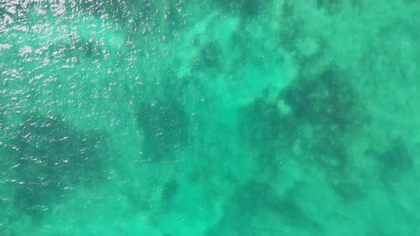 Aerial of the blue ocean around the Florida Keys