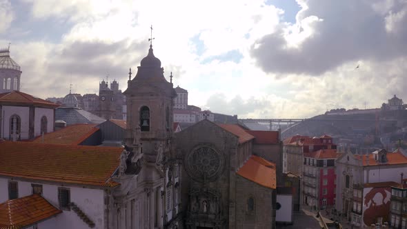 Porto in Portugal, aerial drone cityscape view 4k