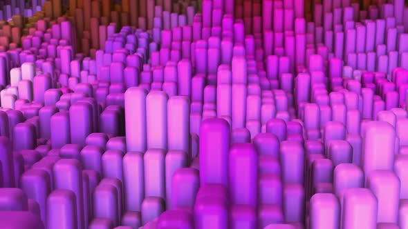 Abstract 3D Landscape Animation With Colorful Cubes