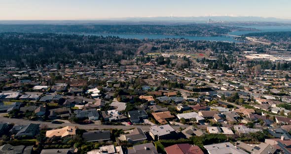 Aerial View Of Bellevue Mercer Island And Seattle