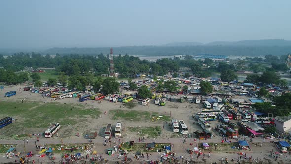 City of Haridwar state of Uttarakhand in India seen from the sky alt