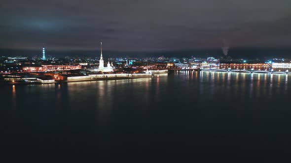 Aerial View of Neva River with Peter and Paul Fortress in the Background, St Petersburg, Russia