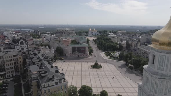 Kyiv. Ukraine: Saint Sophia's Cathedral in Kyiv. Aerial View, Flat, Gray