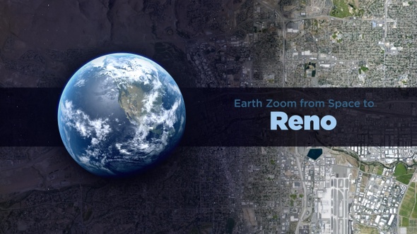 Reno (Nevada, USA) Earth Zoom to the City from Space