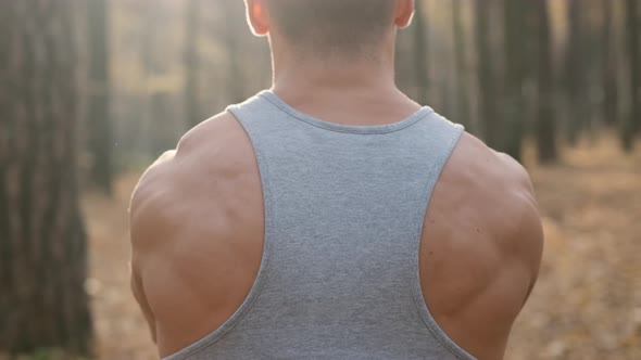 Athlete Doing Arm Exercises.