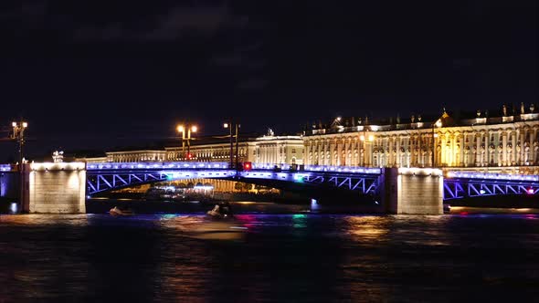 Night River Traffic In St.Petersburg