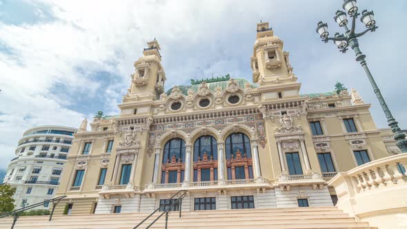 19Th Century Baroque Style Palace of the Monte Carlo Casino in Monaco Timelapse Hyperlapse