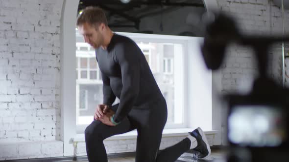 Sportsman Showing Evaluated Lunges on Camera