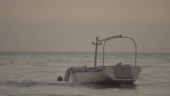 Boat in the Sea. Sveti Stefan. Montenegro