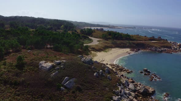 Aerial view of beach, Carreiro, Galicia, Spain