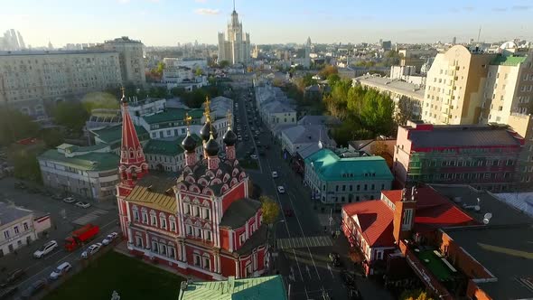 Flying Over Taganskaya Square in Moscow, Russia