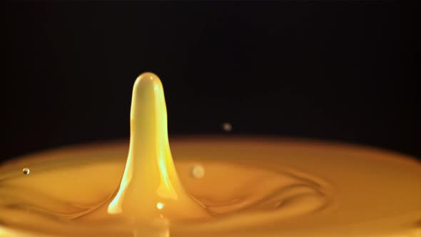 A Drop of Juice Falls Into a Glass of Spray