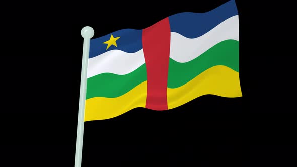 Central African Republic Flag Flying Wavy Animated Black Background